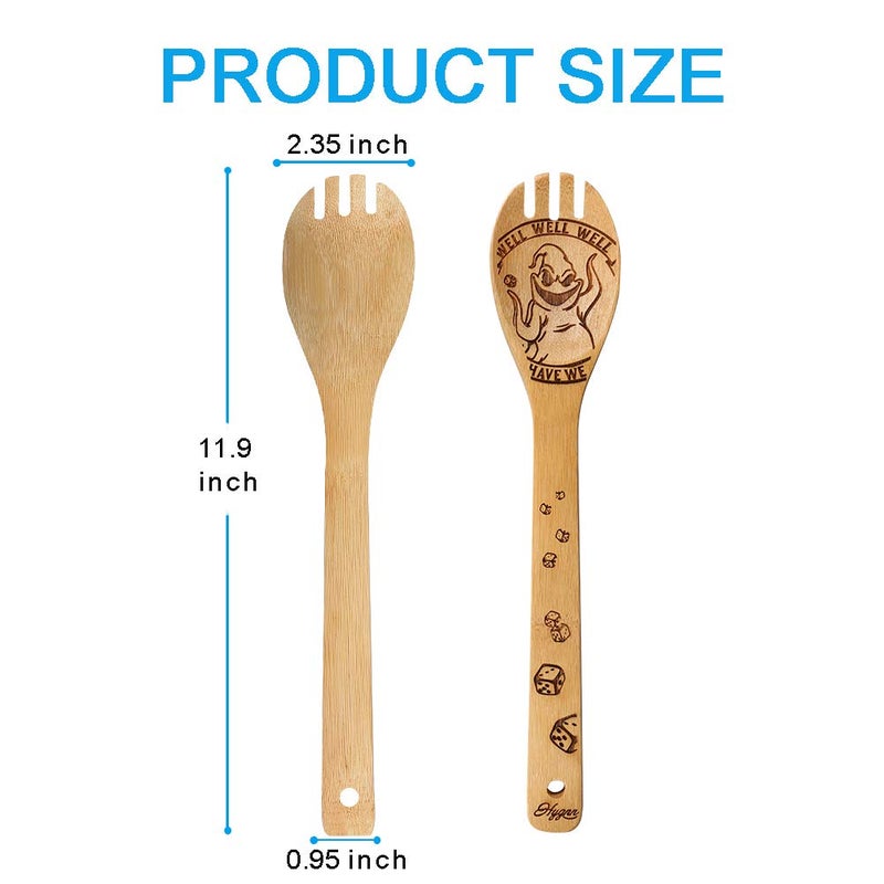 HYGNN Halloween Idea Utensil Burned Wooden Spoons Set House Warming Wedding Present Slotted Spoon 5 Piece SpoonSet - Image 2